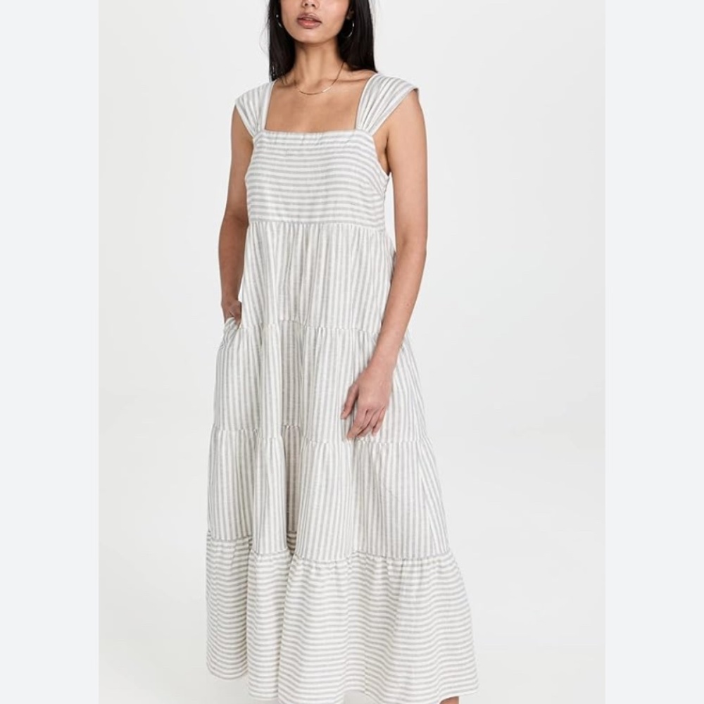 Madewell striped tiered linen dress